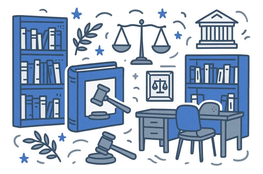 Modern legal office library scene